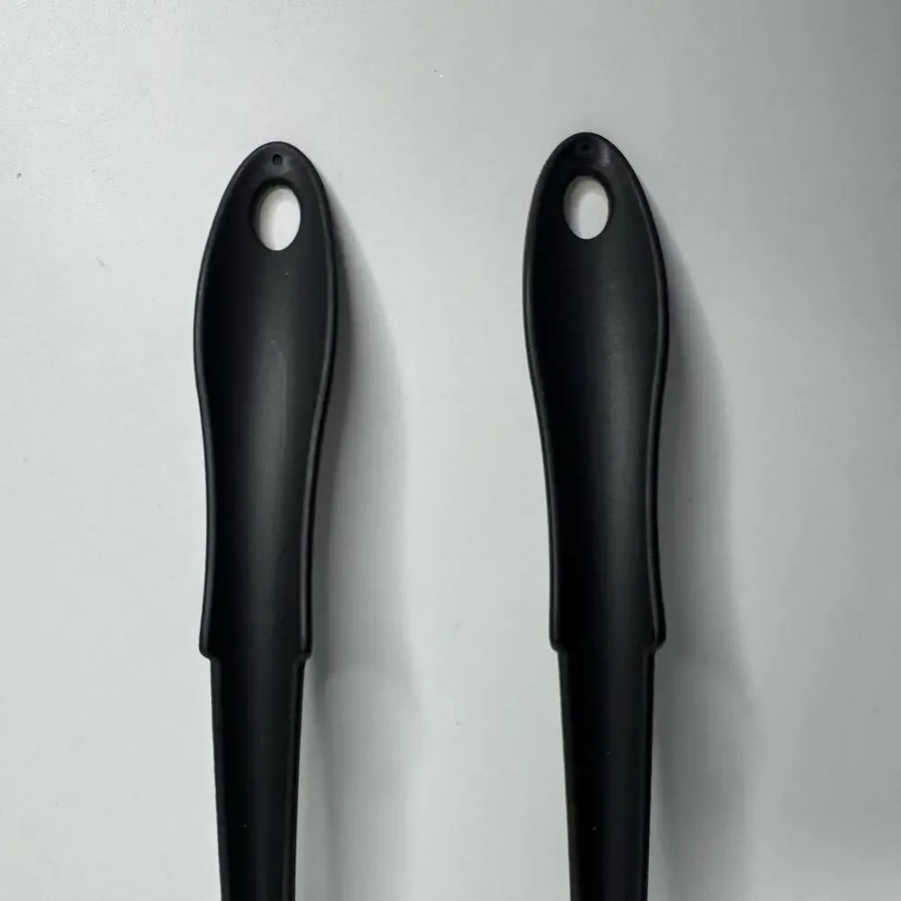 Set of 2 Utensils Black Plastic Slotted Serving Spoons, Heat Resistant USA